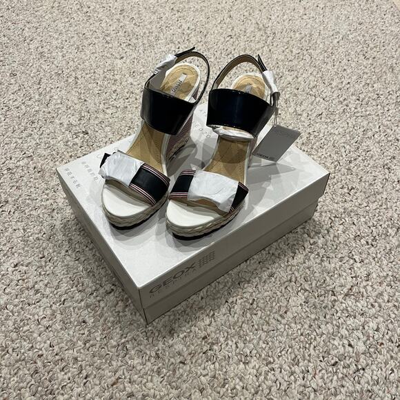 NEW Geox Respira Janira Wedge Espadrille Sandals Sz EU 39 US 9 Americana - Picture 1 of 5